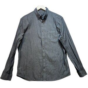Express Mens Casual Button Down Shirt Long Sleeve Size M Gray Stripe Lightweight